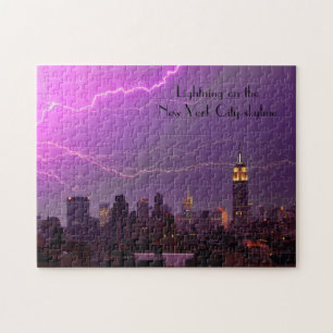 Mammoth Lightning Strike Over Midtown NYC Skyline Puzzle