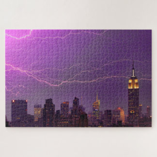 Mammoth Lightning Strike Over Midtown NYC Skyline Puzzle