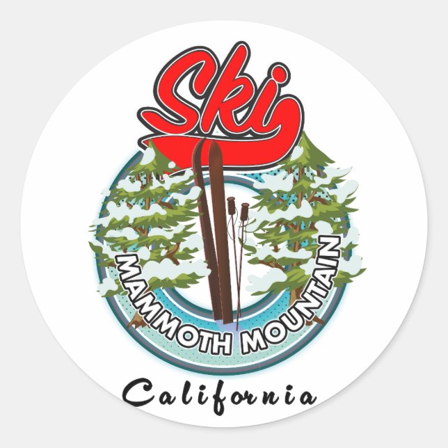 Mammoth Mountain California Logo Runder Aufkleber (Vorderseite)