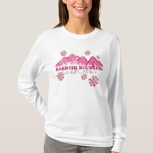 Mammoth Mountain California rosa thematische Hoodi T-Shirt (Vorderseite)