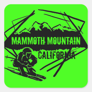 Mammoth Mountain California Skitragen Quadratischer Aufkleber