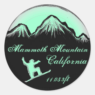 Mammoth Mountain California Snowboard Art Aufklebe Runder Aufkleber