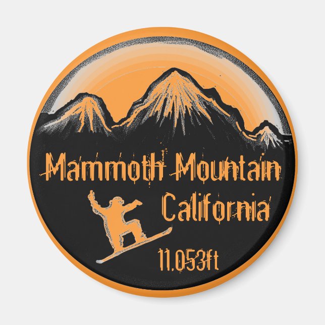 Mammoth Mountain California Snowboard Art Magnet (Vorne)