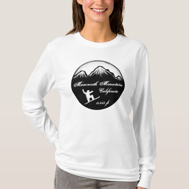 Mammoth Mountain Kalifornien Snowboard-Kunst T-Shirt (Vorderseite)