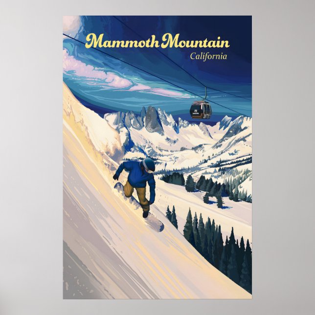 Mammoth Mountain Snowboarden Reiseplakat Poster (Vorne)