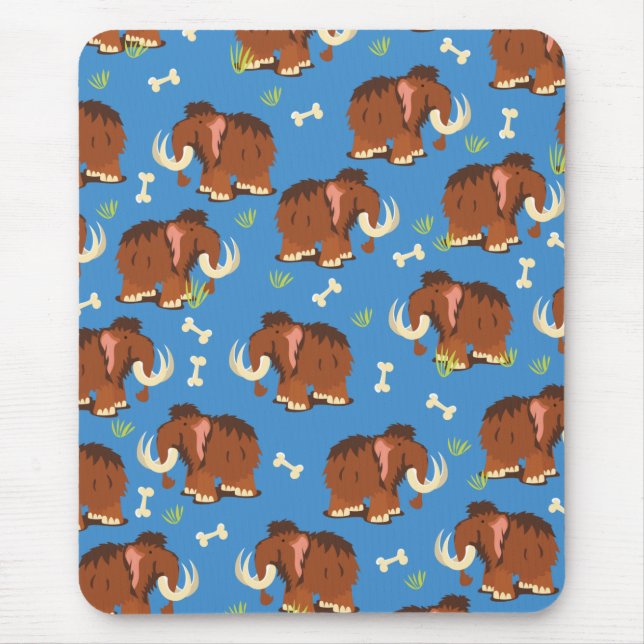Mammoth Muster niedlicher Cartoon. Mousepad (Vorne)