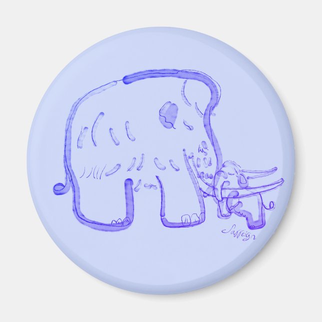 Mammut und Kalb Magnet (Vorne)