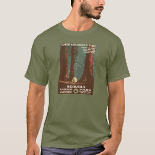 Mammutbaum-Nationalpark-Vintages Reise-Plakat T-Shirt