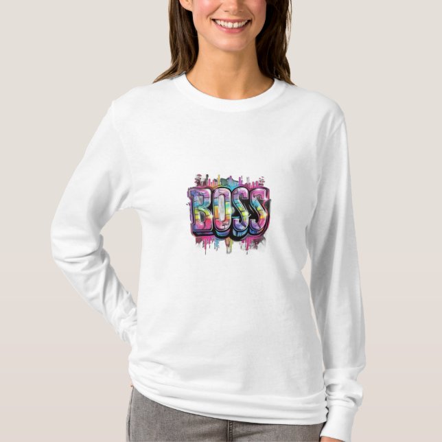 MaMuse Regenbogen Boss Langarmshirt T-Shirt (Vorderseite)