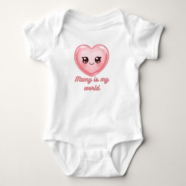 Mamy Is My World Baby Bodysuit - Cute Pink Kawaii  Strampler (Vorderseite)