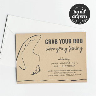 Man Adult Funny Fishing Birthday Retirement Party Einladung