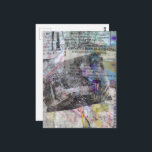 man and mufflers junk journal Mixed Media Collage Postkarte<br><div class="desc">A mixed media collage made and photographed by Angelandspot in the year 2026 with vintage images and old telephone directory pages and a map</div>