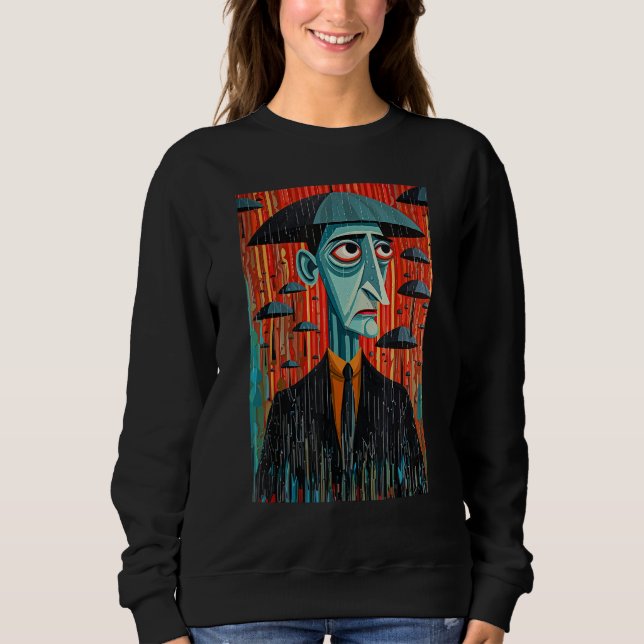 Man and Umbrella Surrealistic Horror Abstract Hall Sweatshirt (Vorderseite)