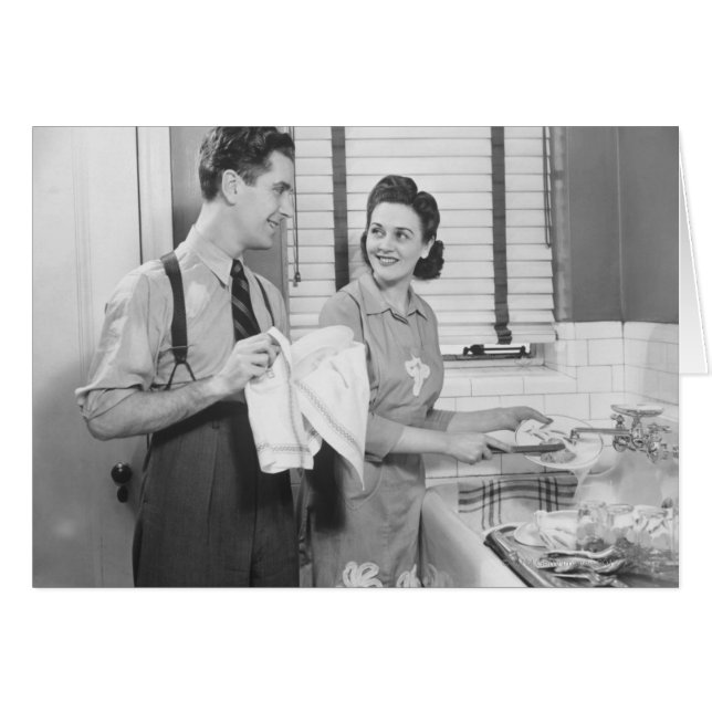 Man and Woman Doing Dishes (Vorderseite (Horizontal))