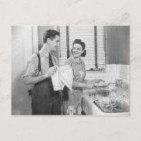 Man and Woman Doing Dishes