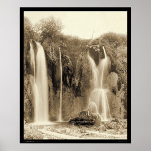 Man at Spearfish Falls Black Hills SD 1889 Poster