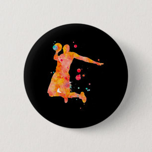 Man Basketball Player Aquarellmalerei Button