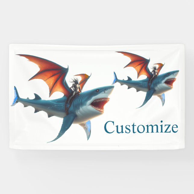 Man-Bat Riding Beängstigend Shark Thunder_Cove Banner (Horizontal)