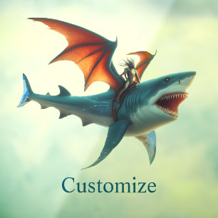 Man-Bat Riding Beängstigend Shark Thunder_Cove Fensteraufkleber