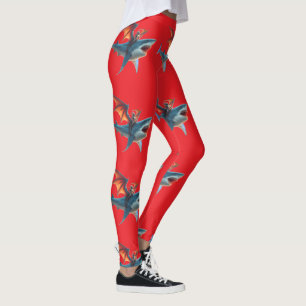 Man-Bat Riding Beängstigend Shark Thunder_Cove Leggings
