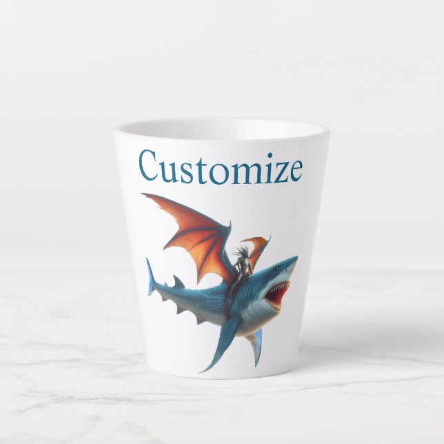 Man-Bat Riding Beängstigend Shark Thunder_Cove Milchtasse (Vorderseite)