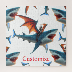 Man-Bat Riding Beängstigend Shark Thunder_Cove Puzzle