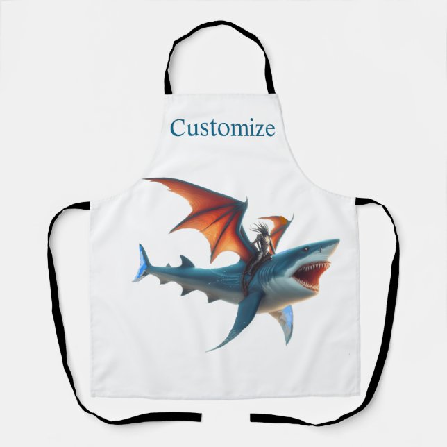 Man-Bat Riding Beängstigend Shark Thunder_Cove Schürze (Vorderseite)