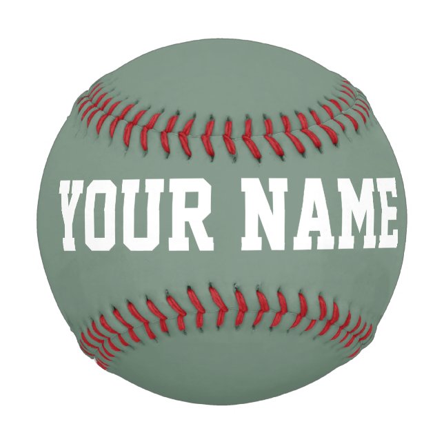 Man Birthday gift idea custom name text sage green Baseball (Vorderseite)