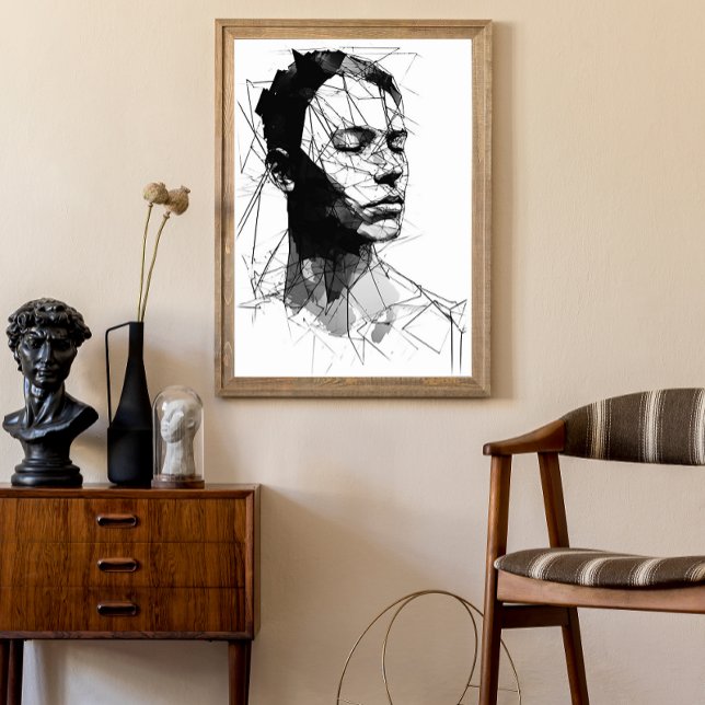 Man Black and White Line Art Poster (Von Creator hochgeladen)