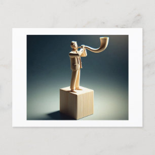 Man Blows Shofar scheint aus Holz gemacht zu werde Postkarte