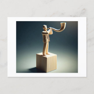 Man Blows Shofar scheint aus Holz gemacht zu werde Postkarte