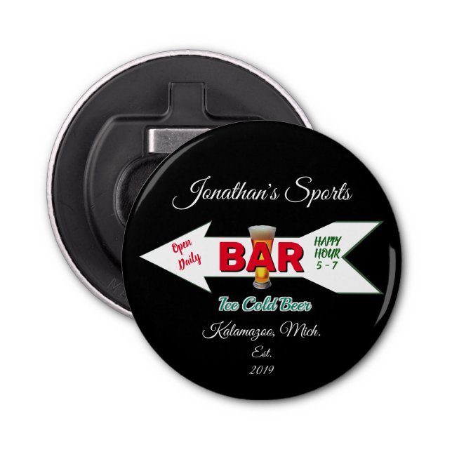 Man Cave Bar Beer Soda Button Magnetic Flaschenöffner (Vorderseite)