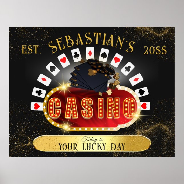 Man Cave Deco Game Poker Room Custom Casino Zeiche Poster (Vorne)