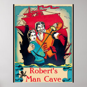 Man Cave Edit Name Sign Poster