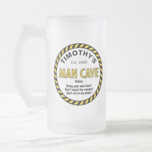 Man Cave Schild Kaution Band Mattglas Bierglas