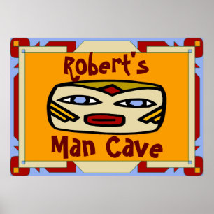 Man Cave Sign (Name bearbeiten) Poster