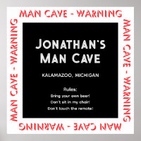 Man Cave Sign Warnungen & Rules Poster