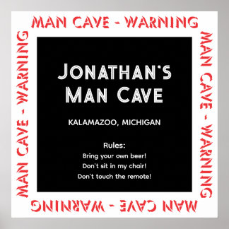 Man Cave Sign Warnungen & Rules Poster