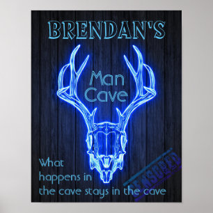 Man Cave signiert Neon Deer Antlers Cool Poster