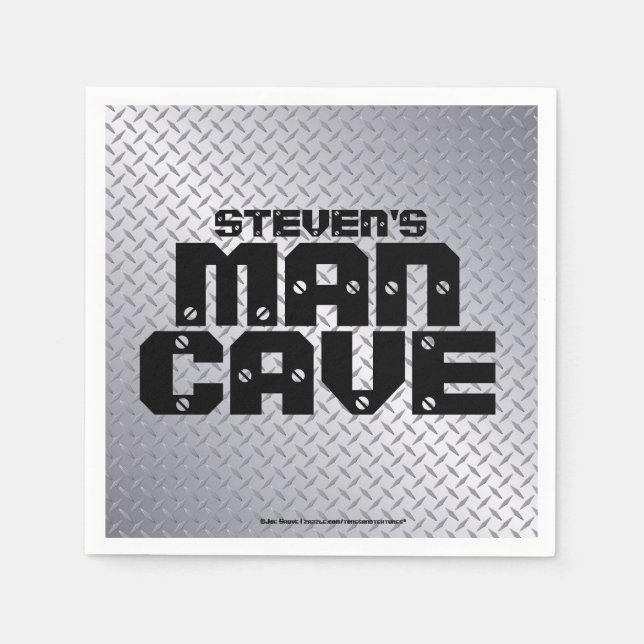 Man Cave Stainless Steel Diamond Plate Napkins Serviette (Vorderseite)
