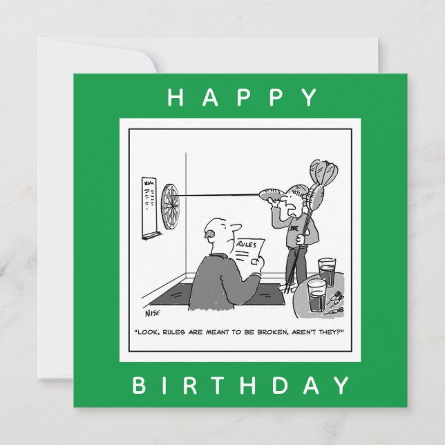 Man Cheat am Darts-Cartoon Karte (Vorderseite)