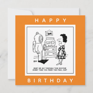 Man Dons Scuba Diving Outfit zum Füttre von Fish C Karte