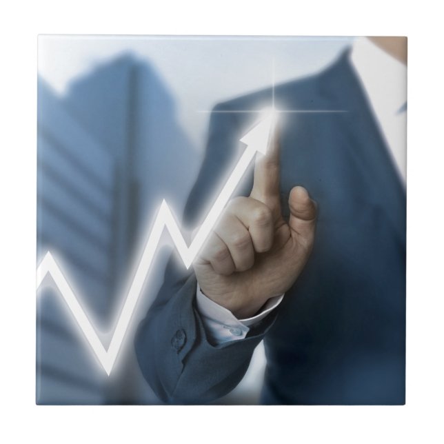 Man draws stock price touchscreen concept fliese (Vorderseite)