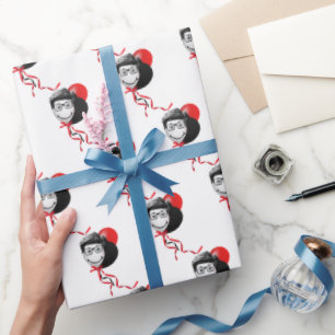 Man Face Balloon Bouquet Geschenkpapier