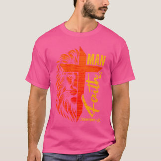 Man Faith Cross Christlich Lion Bible Scripte Ver T-Shirt