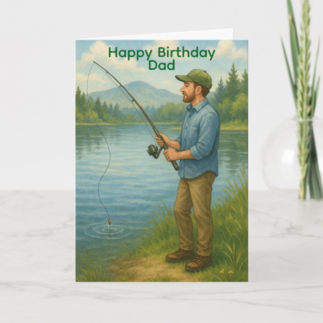Man Fishing Custom Birthday/Fathers Day Karte (Vorderseite)