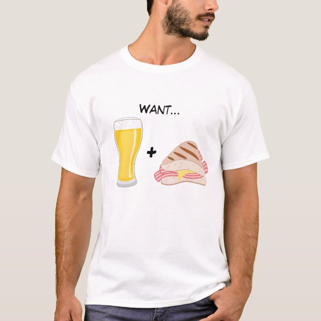 Man Food: Wollend Bier und Bacon Sandwich T-Shirt (Vorderseite)