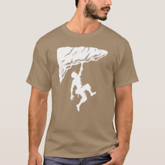 Man Free Climbing On Overhanging Rock gift T-Shirt