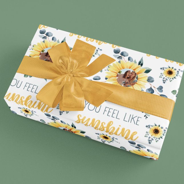 Man fühlt sich wie ein Sonnenschein-Foto, das Scha Geschenkpapier Set (Let someone special know that they feel like sunshine with this sunflower photo wrapping paper! )