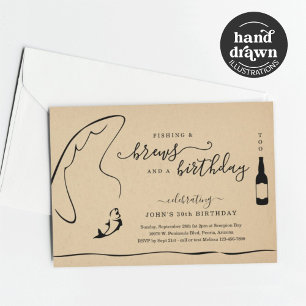 Man Funny Fishing & Bier Geburtstagsruhestand Part Einladung